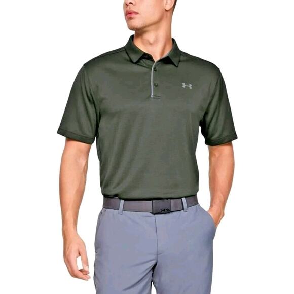 Under Armour Golf Polo Green HeatGear Loose Performance Short Sleeve Men 2XL XXL - Picture 1 of 7